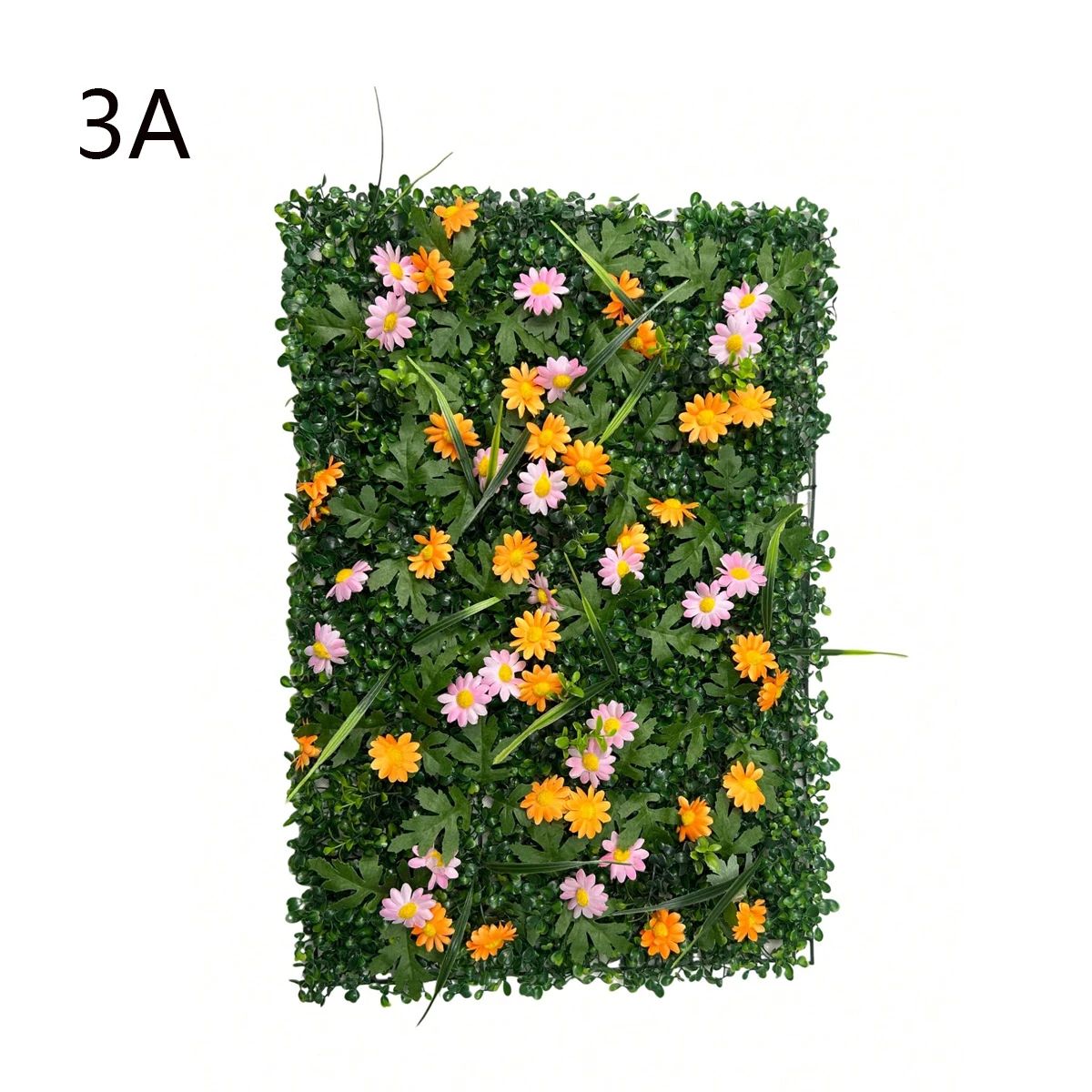 Artificial Grass Wall Panel with Flowers – Lush Greenery Wall Backdrop & Privacy Hedge Screen
