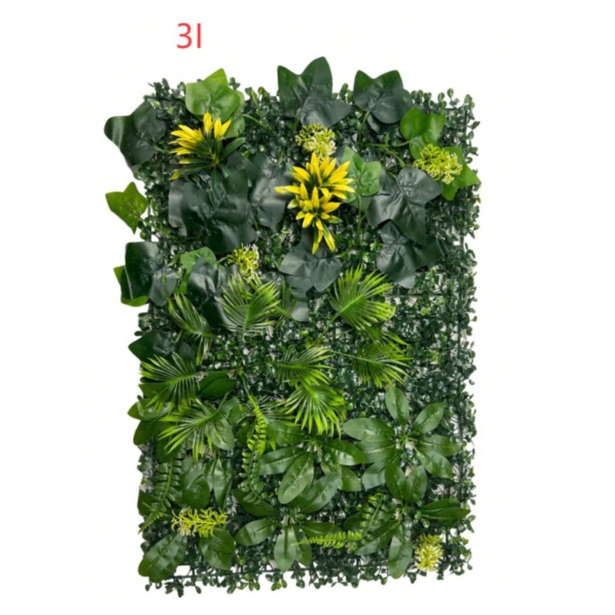 Artificial Grass Wall Panel with Flowers – Lush Greenery Wall Backdrop & Privacy Hedge Screen
