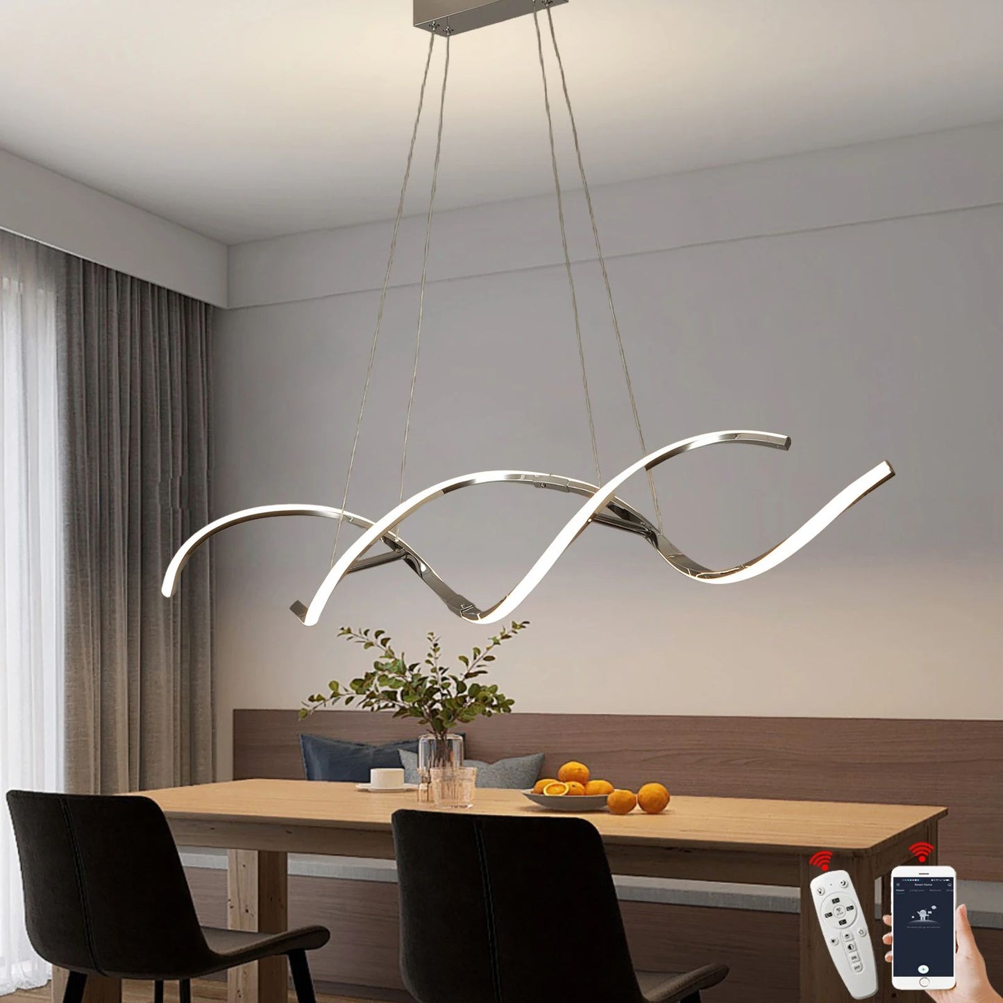Modern Linear Chandelier LED Pendant Light for Kitchen Island and Dining Room