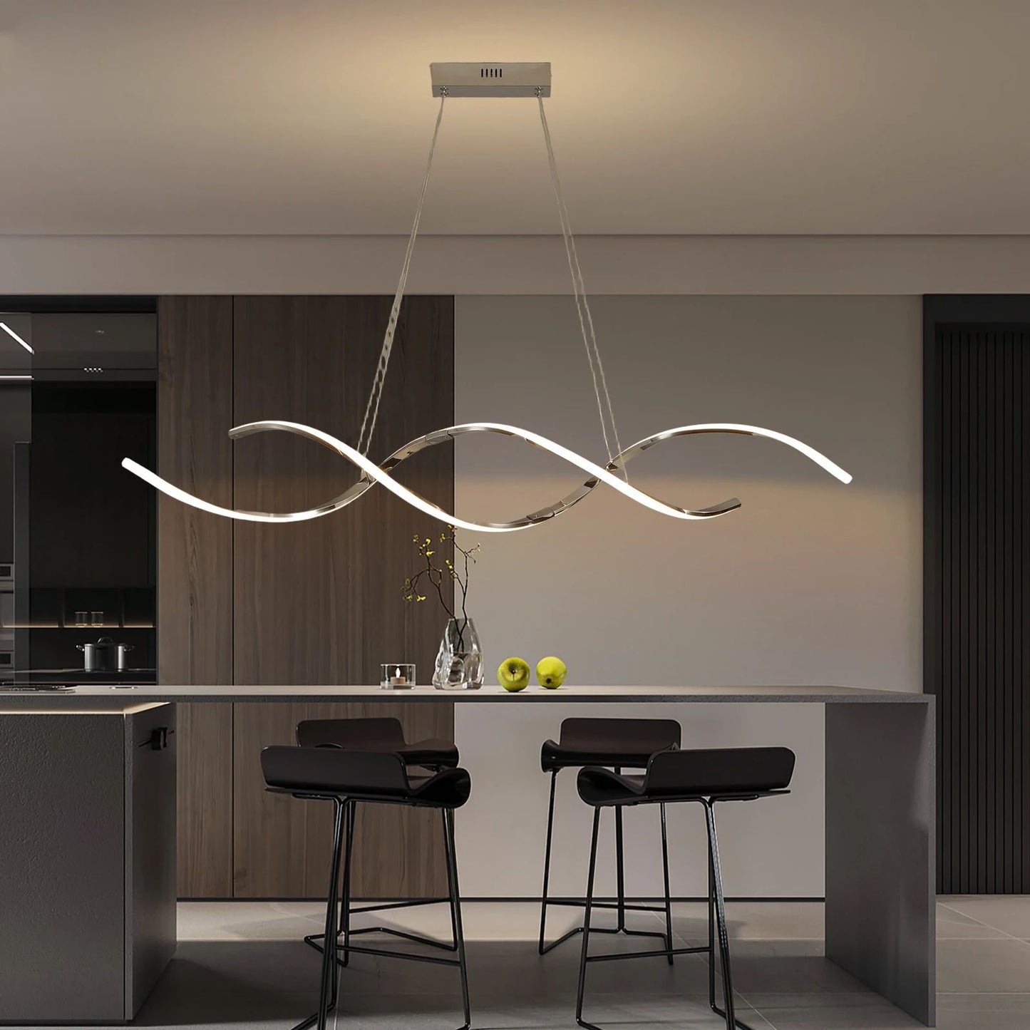 Modern Linear Chandelier LED Pendant Light for Kitchen Island and Dining Room