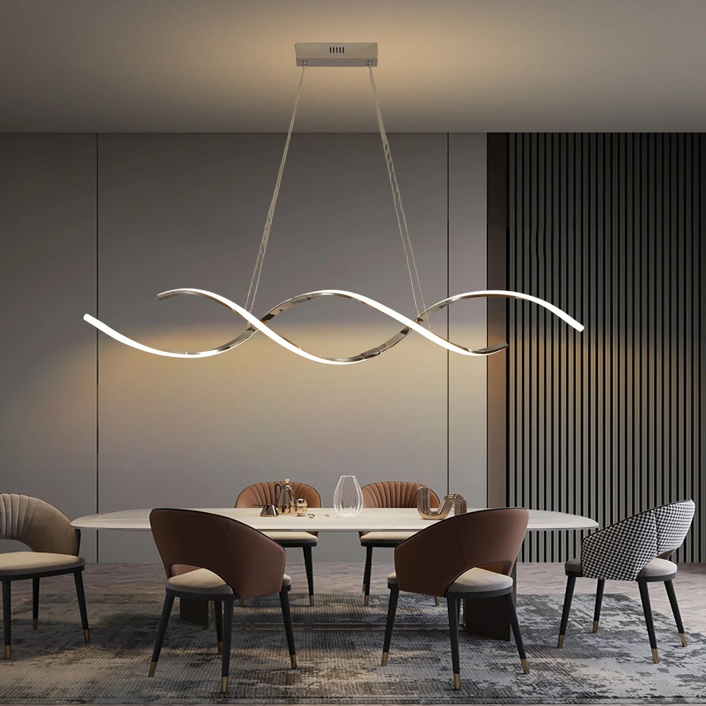 Modern Linear Chandelier LED Pendant Light for Kitchen Island and Dining Room