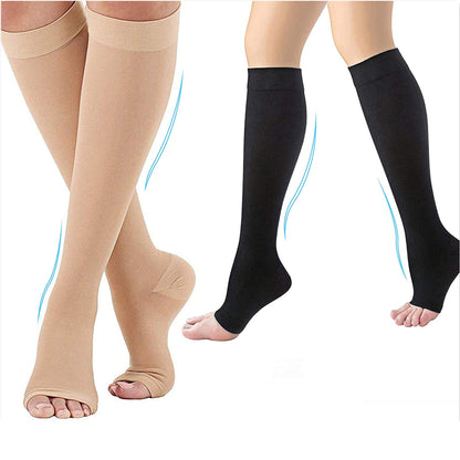 Medical Grade Compression Socks Toeless Support Hose for Circulation and Leg Comfort