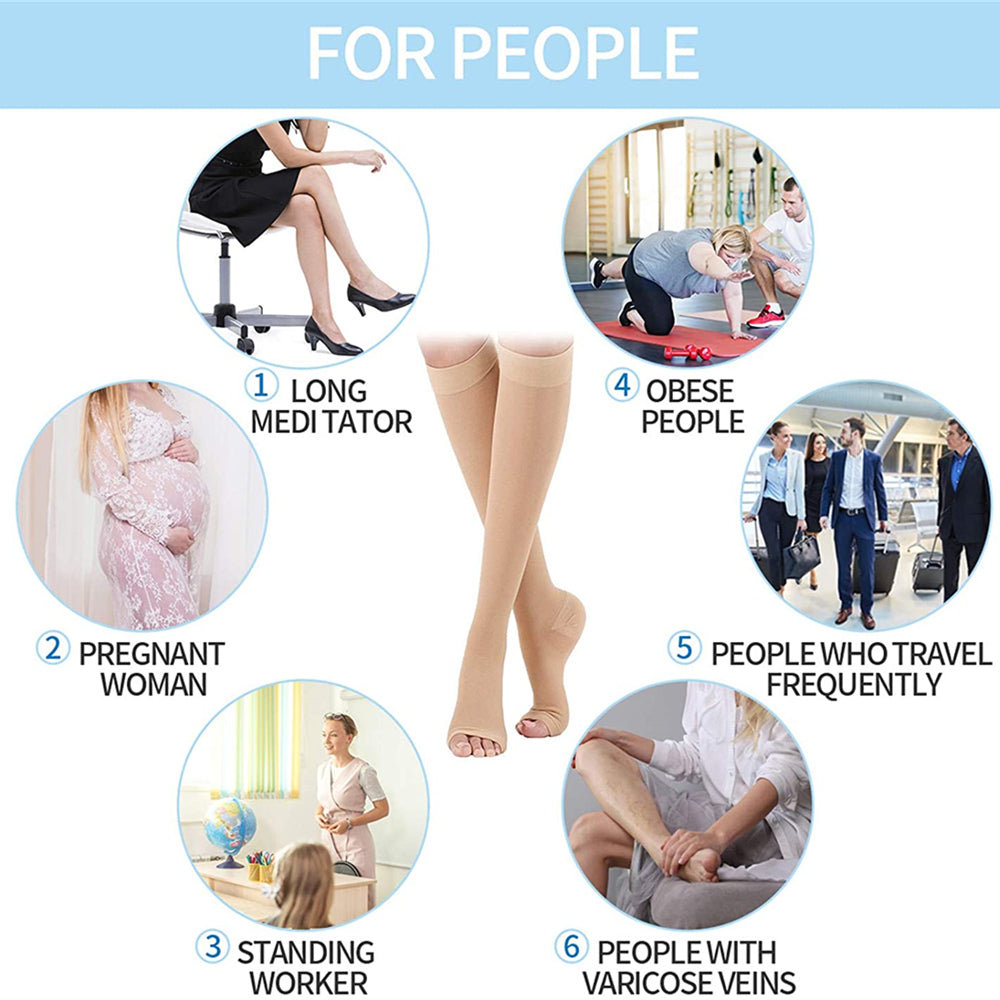 Medical Grade Compression Socks Toeless Support Hose for Circulation and Leg Comfort