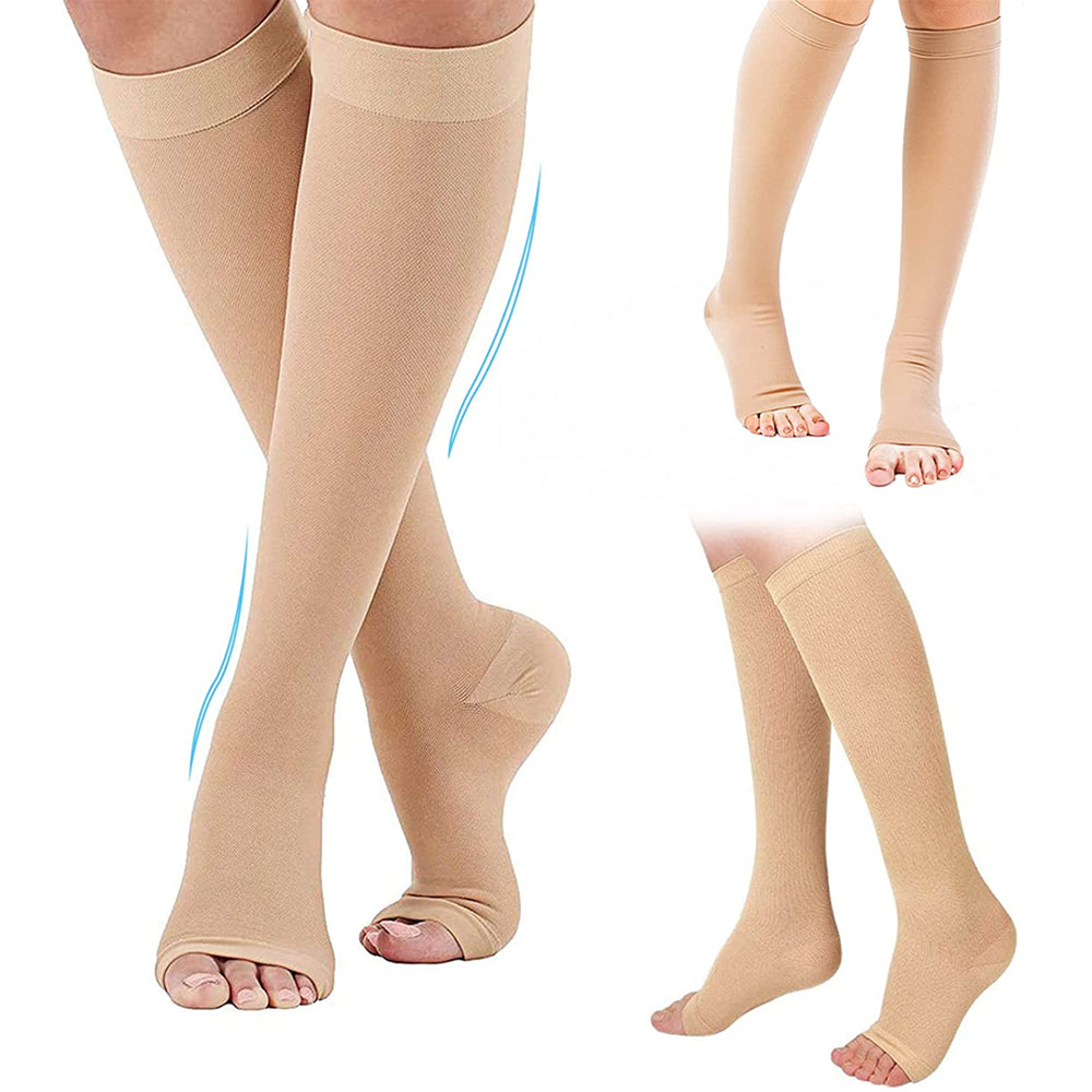 Medical Grade Compression Socks Toeless Support Hose for Circulation and Leg Comfort
