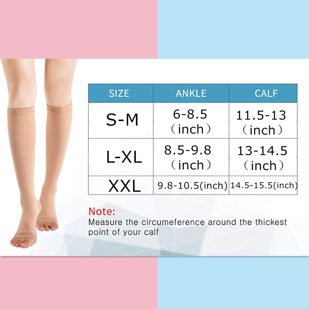 Medical Grade Compression Socks Toeless Support Hose for Circulation and Leg Comfort