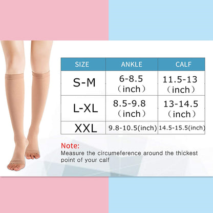 Medical Grade Compression Socks Toeless Support Hose for Circulation and Leg Comfort
