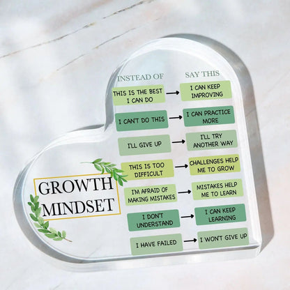 Growth Mindset Decor Acrylic Inspirational Gift for Teachers, Classrooms and Offices