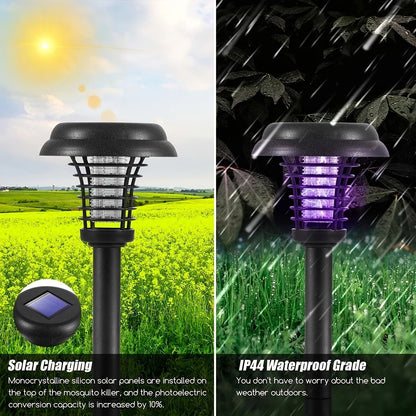 Solar Outdoor Mosquito Zapper Lamp Quiet Bug Trap for Patio Garden Camping