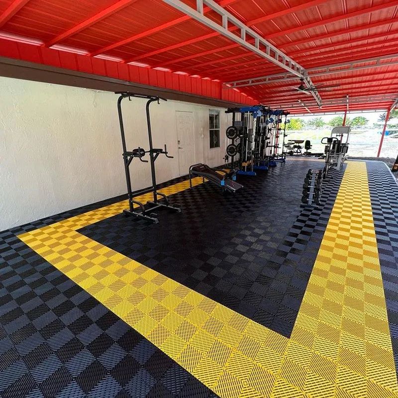 Interlocking Garage Floor Tiles Heavy Duty Vented Modular Outdoor Flooring