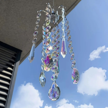 Crystal Suncatcher Chandelier – Rainbow Window Prism Hanging Wind Chime Decor