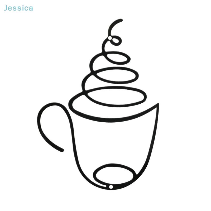 Modern coffee cup wall art for Kitchen and Coffee Bar – Black metal coffee wall decor