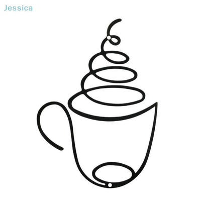 Modern coffee cup wall art for Kitchen and Coffee Bar – Black metal coffee wall decor