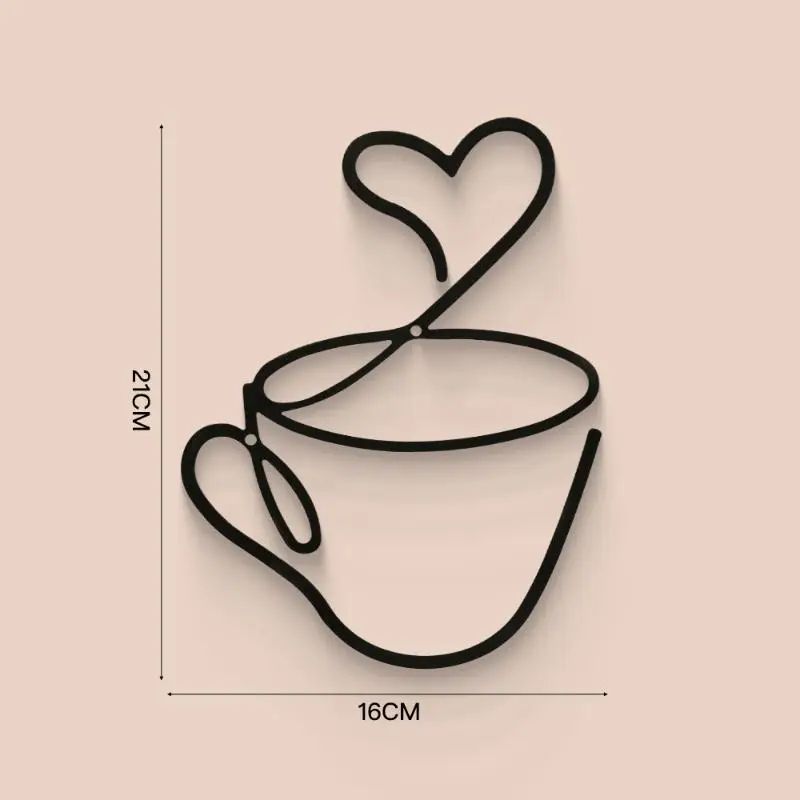 Modern coffee cup wall art for Kitchen and Coffee Bar – Black metal coffee wall decor
