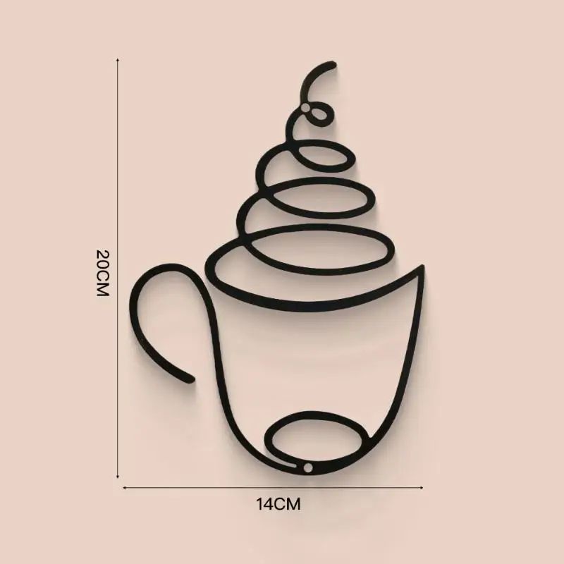 Modern coffee cup wall art for Kitchen and Coffee Bar – Black metal coffee wall decor
