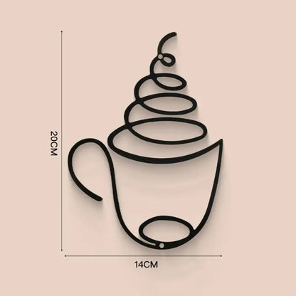 Modern coffee cup wall art for Kitchen and Coffee Bar – Black metal coffee wall decor