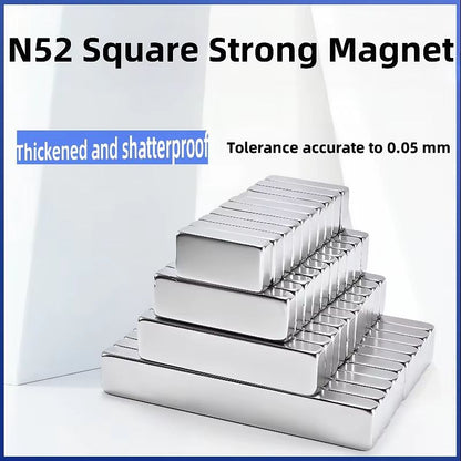 N52 Strong Square Magnet Set 10pcs Compact Rare Earth Magnets for Home Office Use