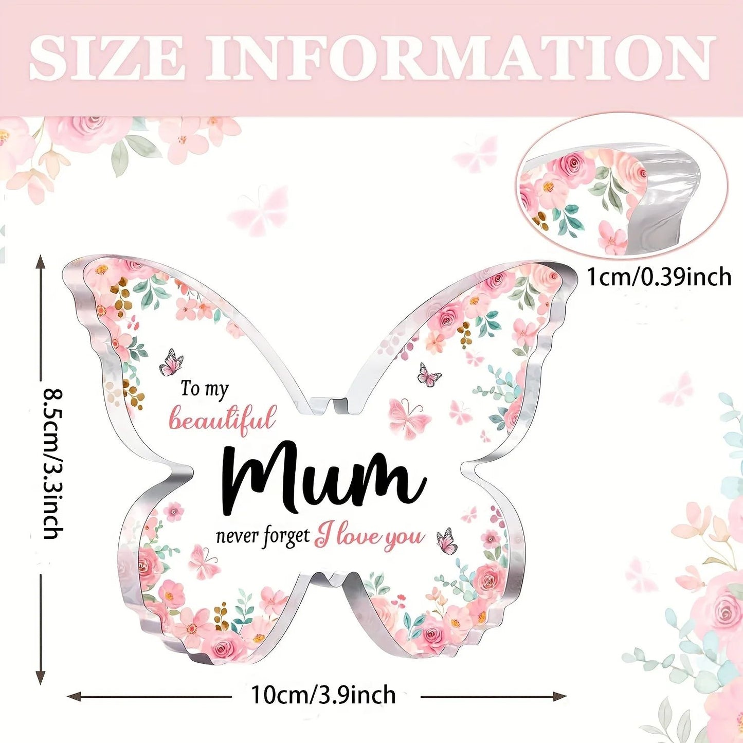 Butterfly Acrylic Plaque for Mum, Mothers Day gift for mum, mum birthday gift