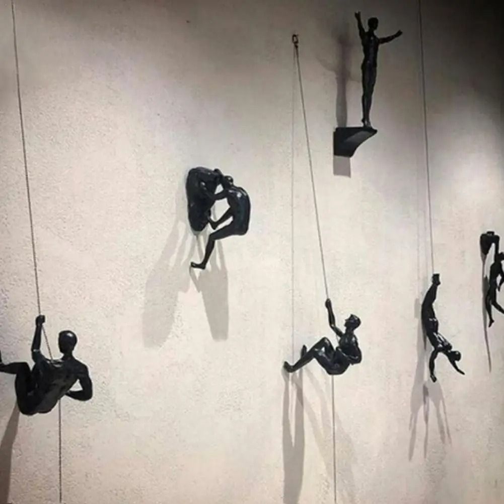 Modern Climbing Man Wall Sculpture Resin 3D Athlete Wall Art Decor