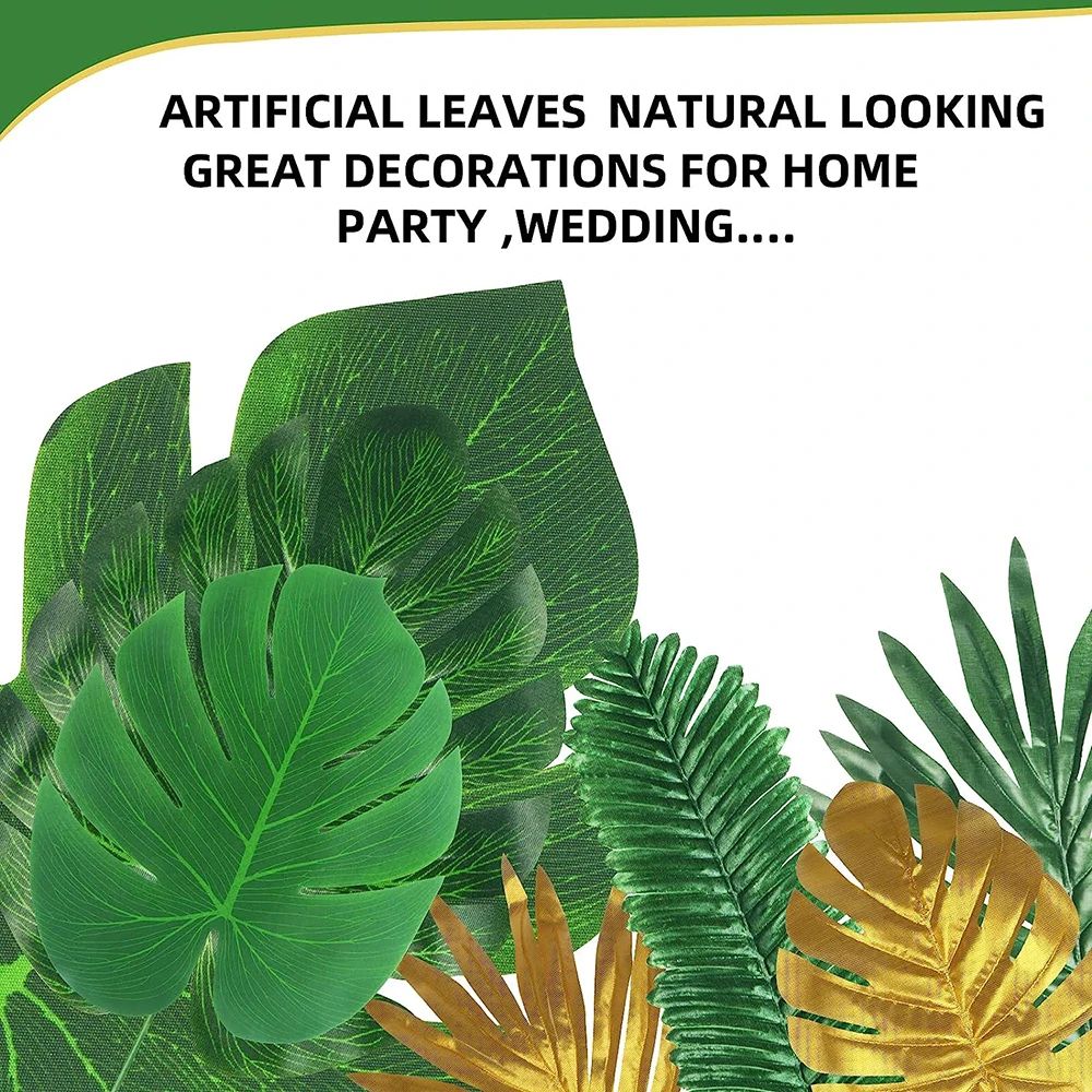 Artificial Tropical Palm Leaves for Luau Party Decorations, Jungle Safari Party Supplies & Tropical Party Decor