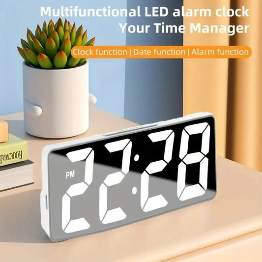 Modern LED Alarm Clock with Temperature Display & Adjustable Brightness