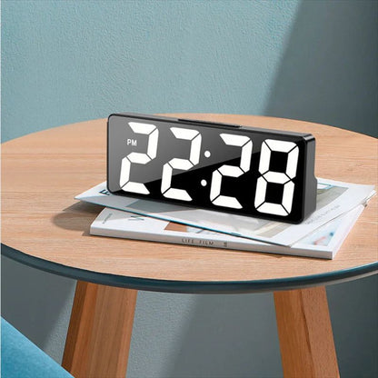Modern LED Alarm Clock with Temperature Display & Adjustable Brightness