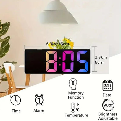 Modern LED Alarm Clock with Temperature Display & Adjustable Brightness