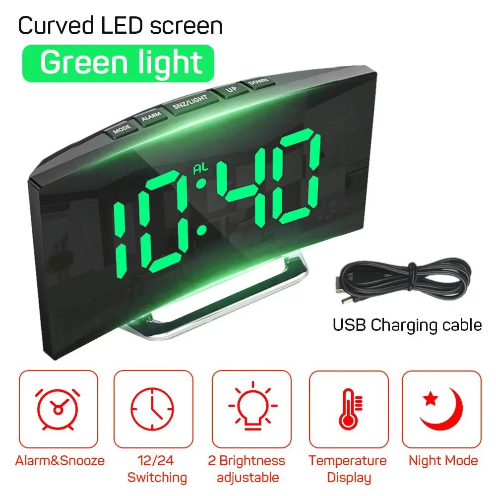 SmartGlow LED Digital Alarm Clock with Large Display & Nightlight