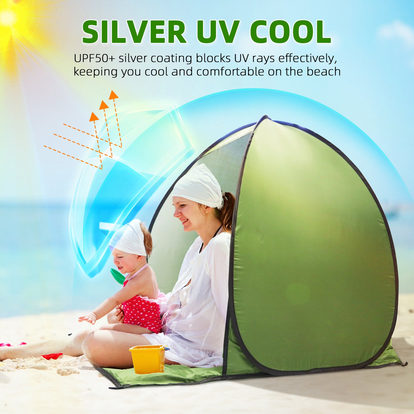 Pop Up Beach Tent UV Protection Waterproof Sun Shelter for Camping and Outdoor Shade