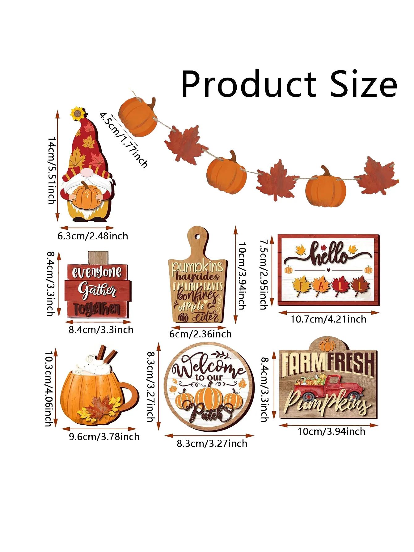 Rustic Farmhouse Wooden Tiered Tray Decor Set – Autumn Pumpkin Spice & Maple Leaf Centerpiece Accents