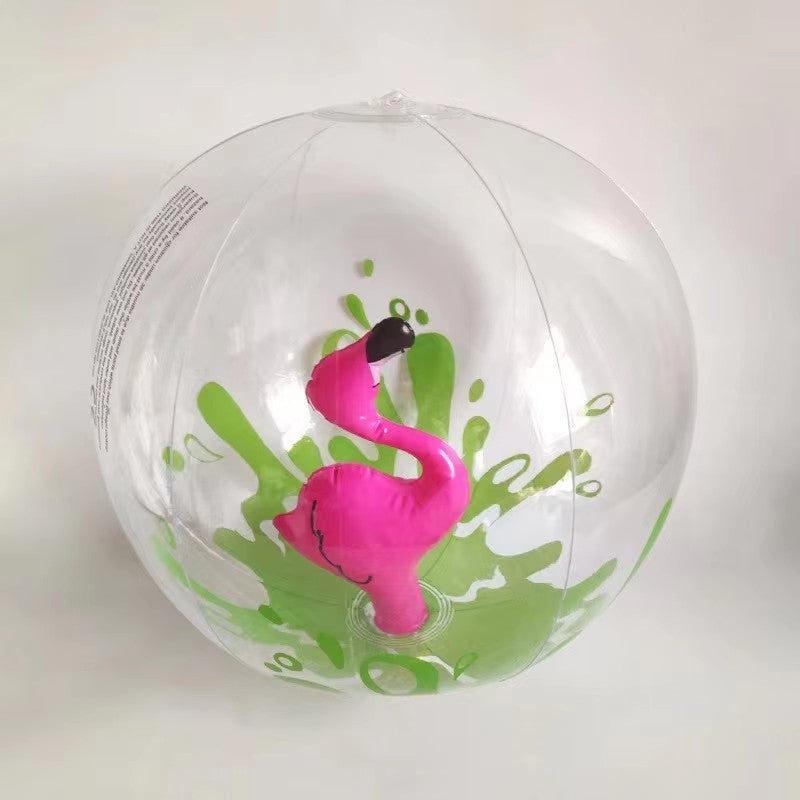 Transparent Inflatable Beach Ball with Flamingo Unicorn Designs for Kids Outdoor Water Fun
