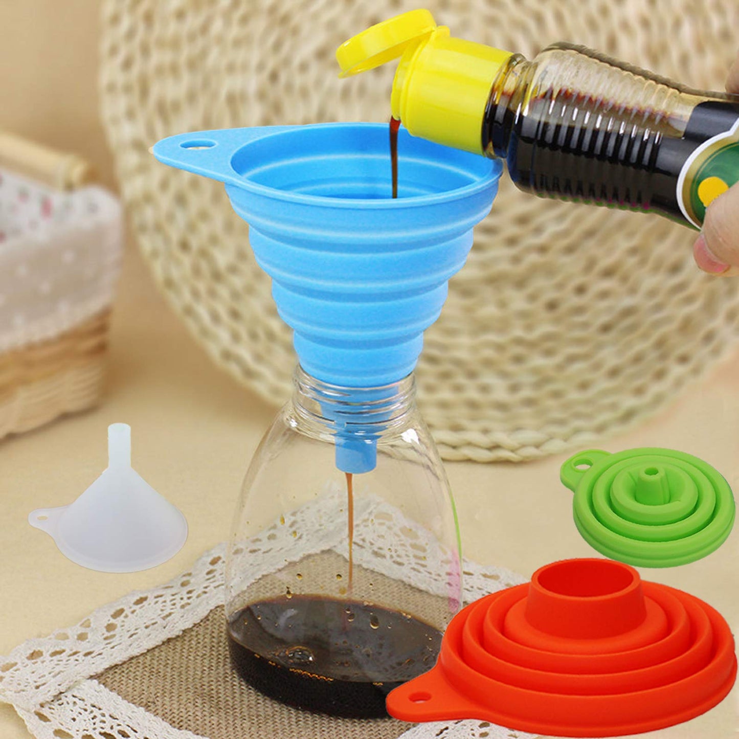 Piece Silicone Funnel Set for Filling Bottles and Wide Mouth Jars