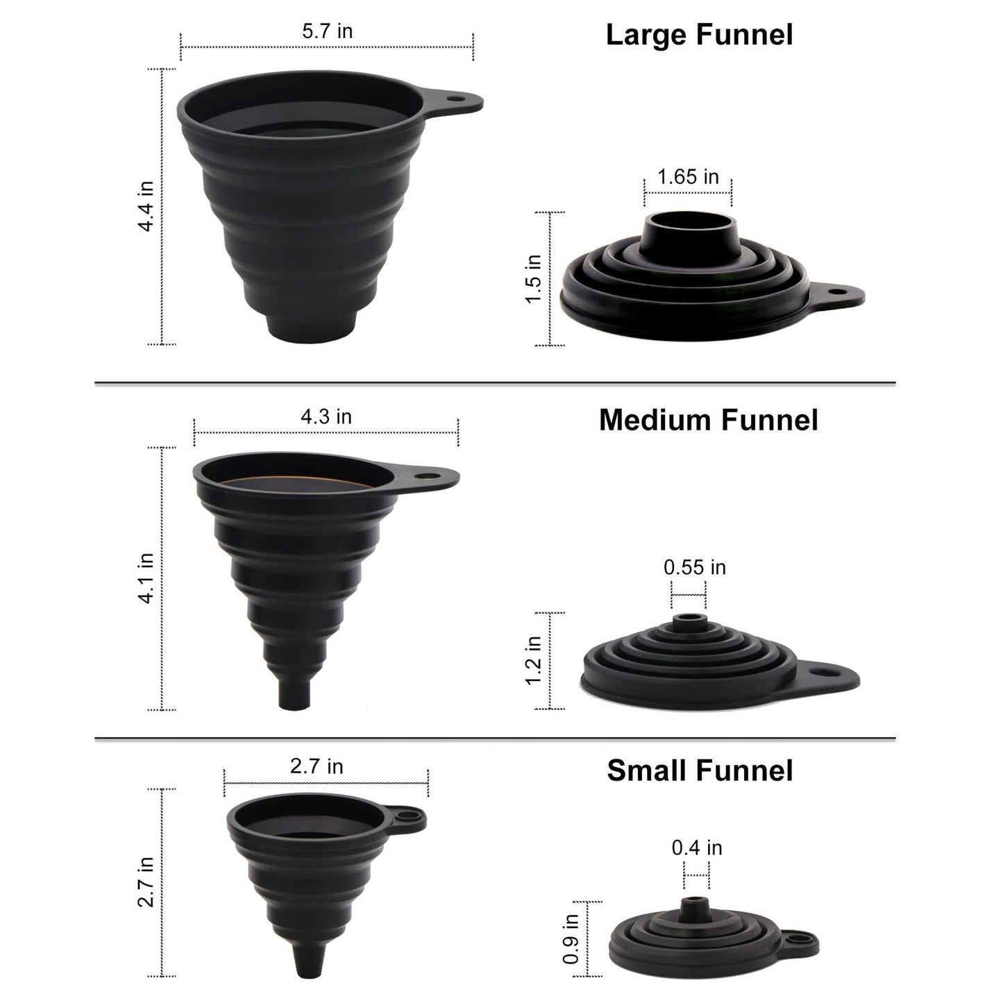 Piece Silicone Funnel Set for Filling Bottles and Wide Mouth Jars