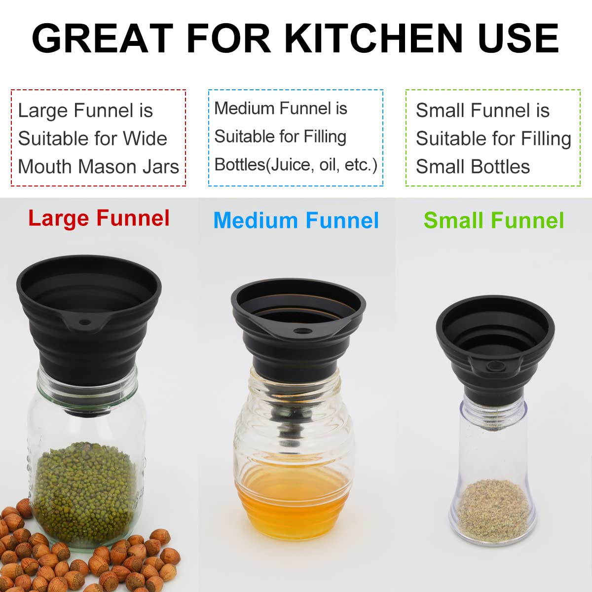 Piece Silicone Funnel Set for Filling Bottles and Wide Mouth Jars
