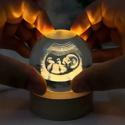 Personalized Baby Ultrasound Crystal Ball – 2D Laser Engraved Keepsake Glass Sphere Gift