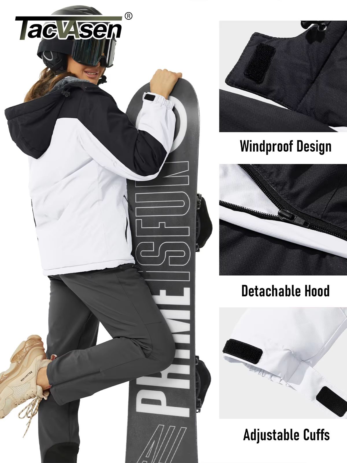 Winter Waterproof Ski Snowboard Jacket Womens Thermal Heavy Fleece Jacket Casual Work Rain Coat Windbreaker Park
