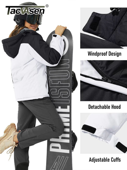Winter Waterproof Ski Snowboard Jacket Womens Thermal Heavy Fleece Jacket Casual Work Rain Coat Windbreaker Park