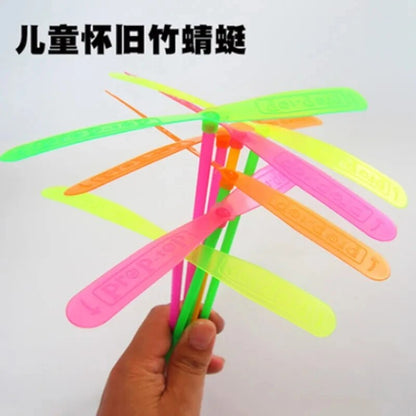 Flying Bamboo Dragonfly Toy Launcher for Kids Outdoor Fun Set