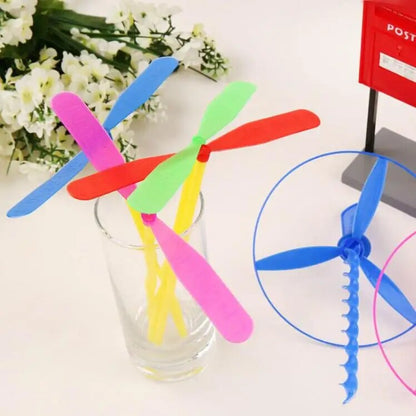 Flying Bamboo Dragonfly Toy Launcher for Kids Outdoor Fun Set
