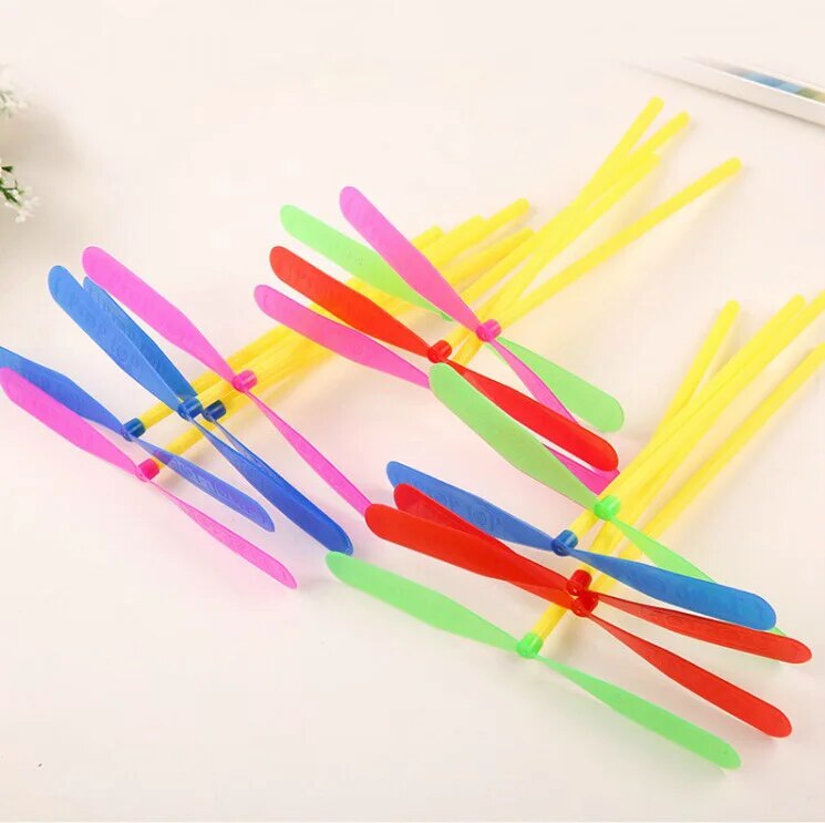 Flying Bamboo Dragonfly Toy Launcher for Kids Outdoor Fun Set
