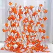 Artificial Red Maple Leaf Vine Garland for Fall Halloween and Thanksgiving Decor (7.55ft)