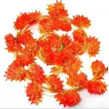 Artificial Red Maple Leaf Vine Garland for Fall Halloween and Thanksgiving Decor (7.55ft)