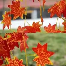 Artificial Red Maple Leaf Vine Garland for Fall Halloween and Thanksgiving Decor (7.55ft)