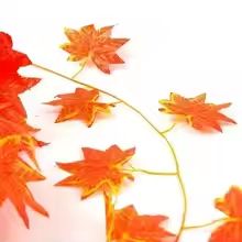 Artificial Red Maple Leaf Vine Garland for Fall Halloween and Thanksgiving Decor (7.55ft)