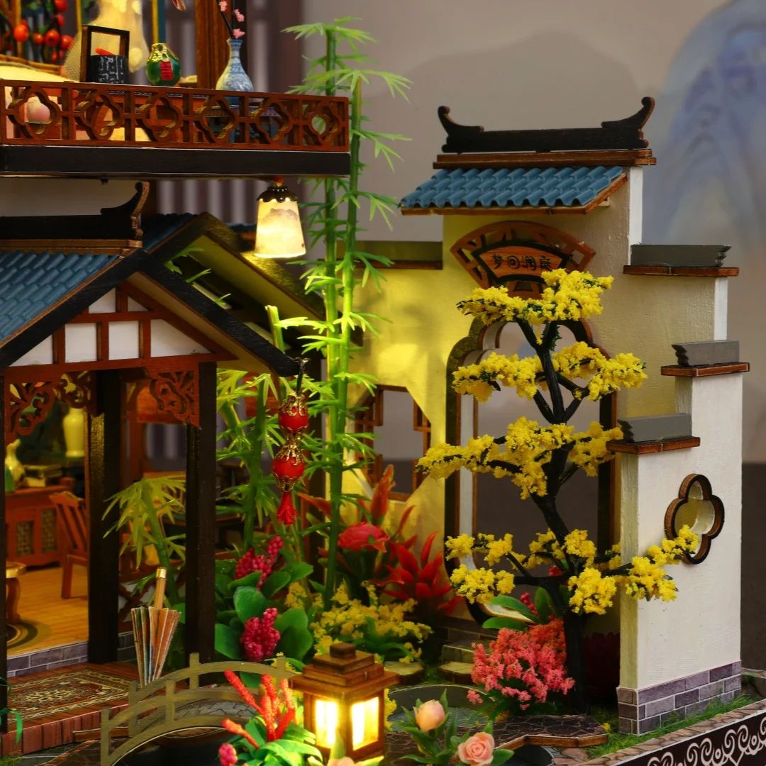 DIY Orchid Pavilion Book Nook Kit – 3D Ancient Chinese Miniature Model Shelf Insert Decor