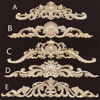 Natural Wood Carved Appliques & Onlays – Floral Furniture Trim Decorative Corner Frame for Wall, Door & DIY Crafts