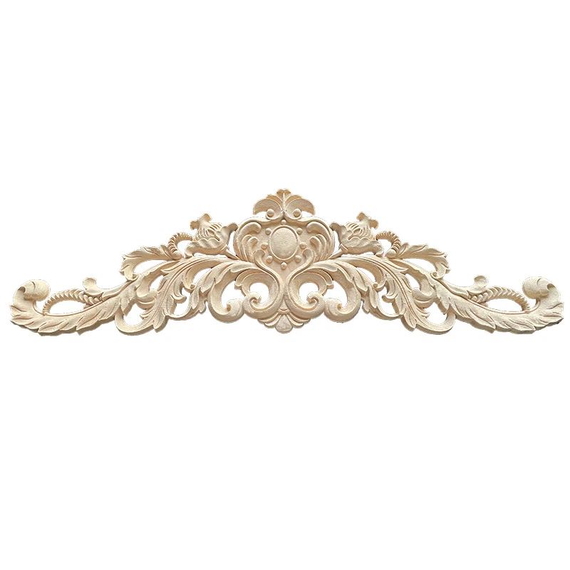 Natural Wood Carved Appliques & Onlays – Floral Furniture Trim Decorative Corner Frame for Wall, Door & DIY Crafts