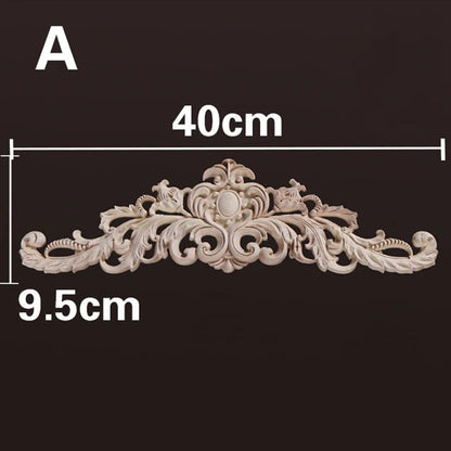 Natural Wood Carved Appliques & Onlays – Floral Furniture Trim Decorative Corner Frame for Wall, Door & DIY Crafts