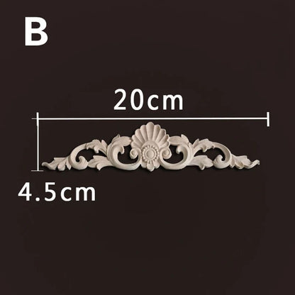 Natural Wood Carved Appliques & Onlays – Floral Furniture Trim Decorative Corner Frame for Wall, Door & DIY Crafts