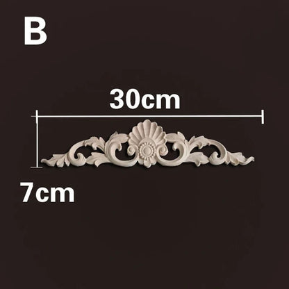 Natural Wood Carved Appliques & Onlays – Floral Furniture Trim Decorative Corner Frame for Wall, Door & DIY Crafts
