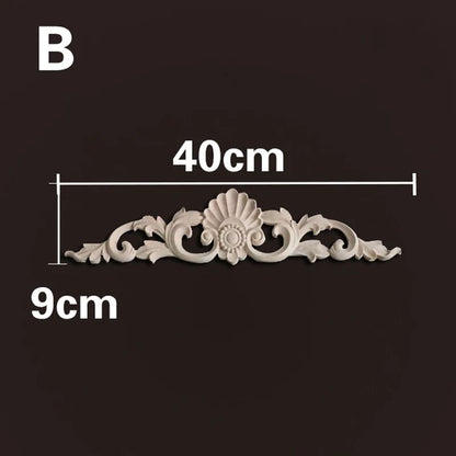 Natural Wood Carved Appliques & Onlays – Floral Furniture Trim Decorative Corner Frame for Wall, Door & DIY Crafts